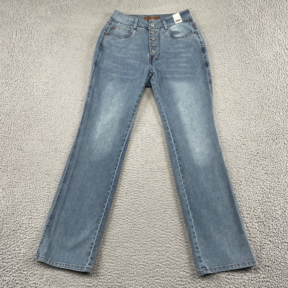 Judy Blue Jeans Womens S Blue High Waist Straight Leg Button Fly Stretch Denim